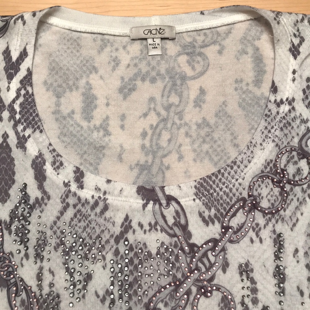 Cache Snake & Chain Link Print Studded Top L/Xl - image 2